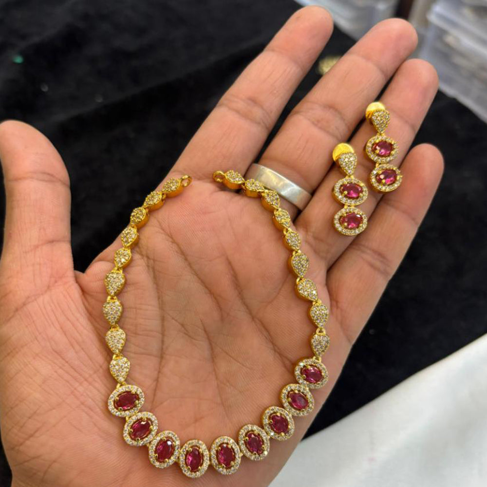 FS Collection Classic Crystal Stone And Austrian Stone Pearl Necklace Set