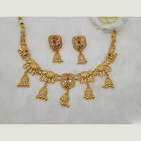 FS Collection Sparkling Pota Stone And Pearl Elephant Motifs Necklace Set