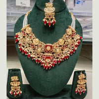FS Collection Sparkling Pota Stone And Pearl  Necklace Set
