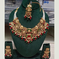 FS Collection Sparkling Pota Stone And Pearl  Necklace Set