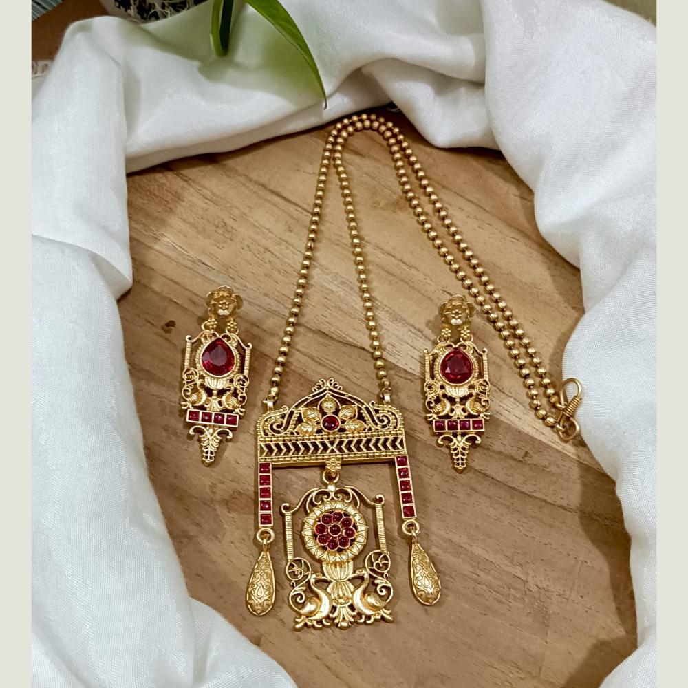 FS Collection Premium Pota Stone  Swan Motifs Long Necklace Set