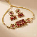 FS Collection Sparkling Pota Stone And Pearl  Necklace Set