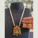 FS Collection Sparkling Pota Stone And Pearl Elegance Temple Necklace Set