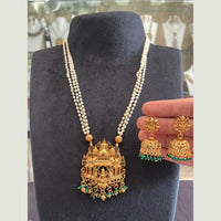 FS Collection Sparkling Pota Stone And Pearl Goddess Temple Necklace Set