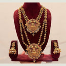 FS Collection Heritage Pota Stone And Pearl Goddess Temple Double Necklace Set