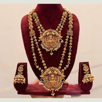 FS Collection Heritage Pota Stone And Pearl Goddess Temple Double Necklace Set