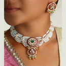 FS Collection Festive Pota Stone And Pearl Choker Necklace Set