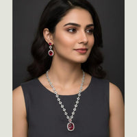 FS Collection Premium American Diamond Statement Necklace Set