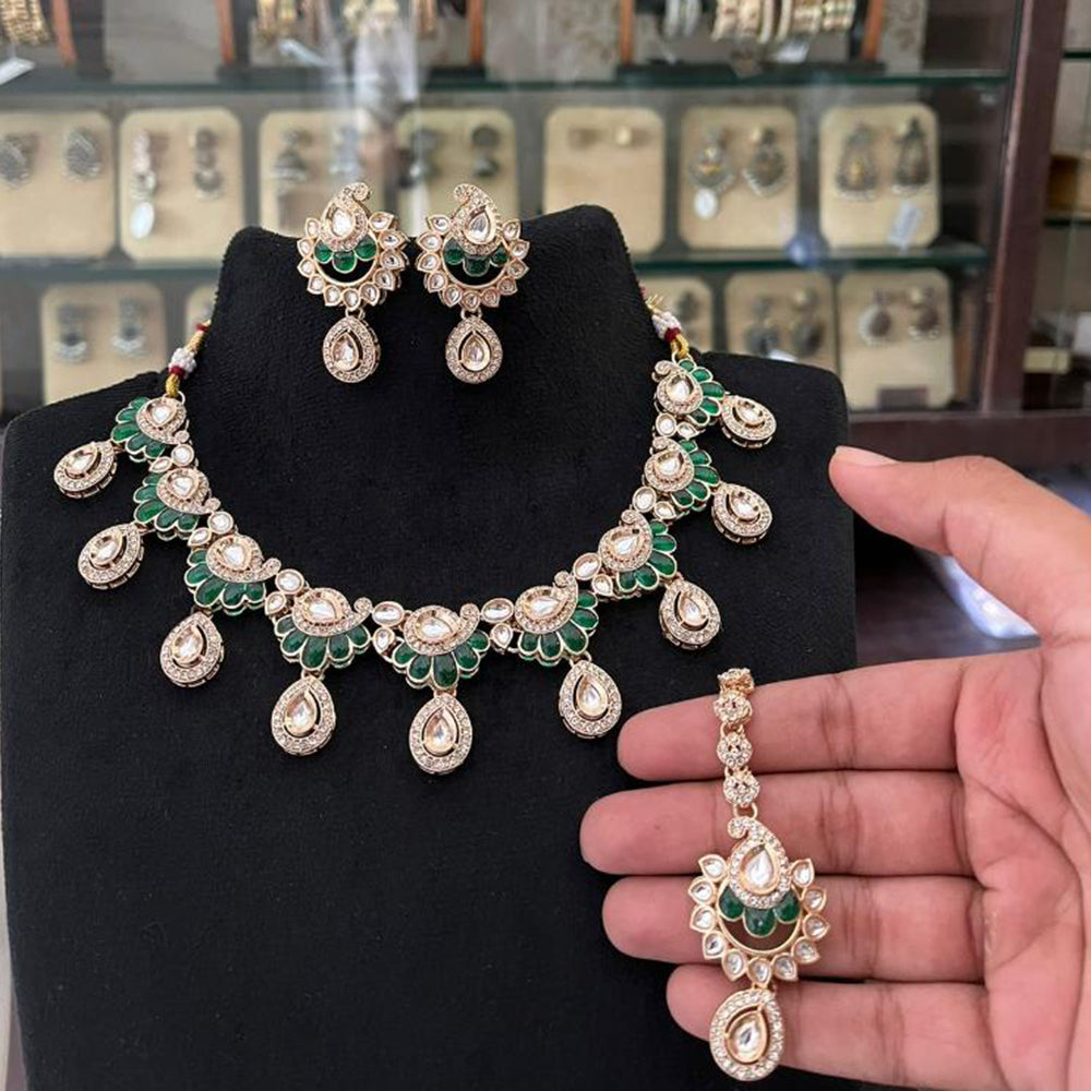 FS Collection Polki Kundan Stone Designer Necklace Set