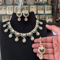FS Collection Polki Kundan Stone Designer Necklace Set