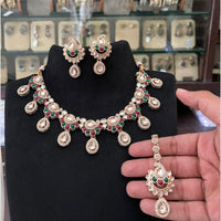FS Collection Polki Kundan Stone Designer Necklace Set