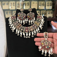 FS Collection Premium Austrian Stone Pearl  And Beads Necklace Set