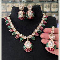 FS Collection Polki Kundan Stone And Pearl  Designer Necklace Set