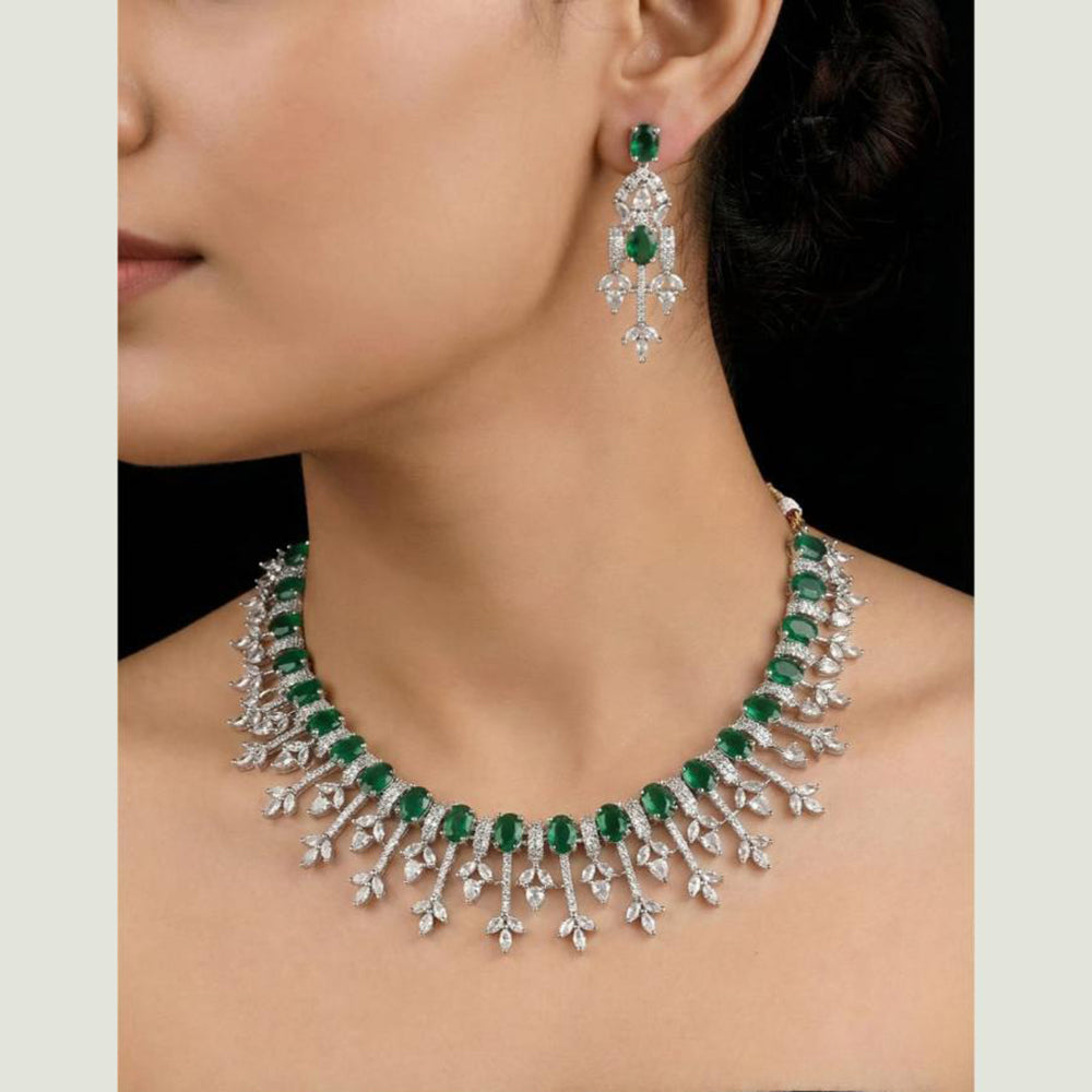 FS Collection Premium American Diamond Statement Necklace Set