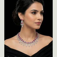 FS Collection Premium American Diamond Statement Necklace Set