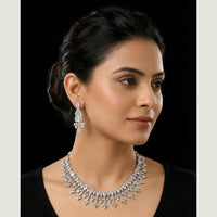 FS Collection Premium American Diamond Statement Necklace Set