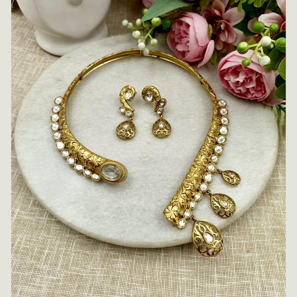 FS Collection Stylish Ethnic Pota Stone Necklace Set