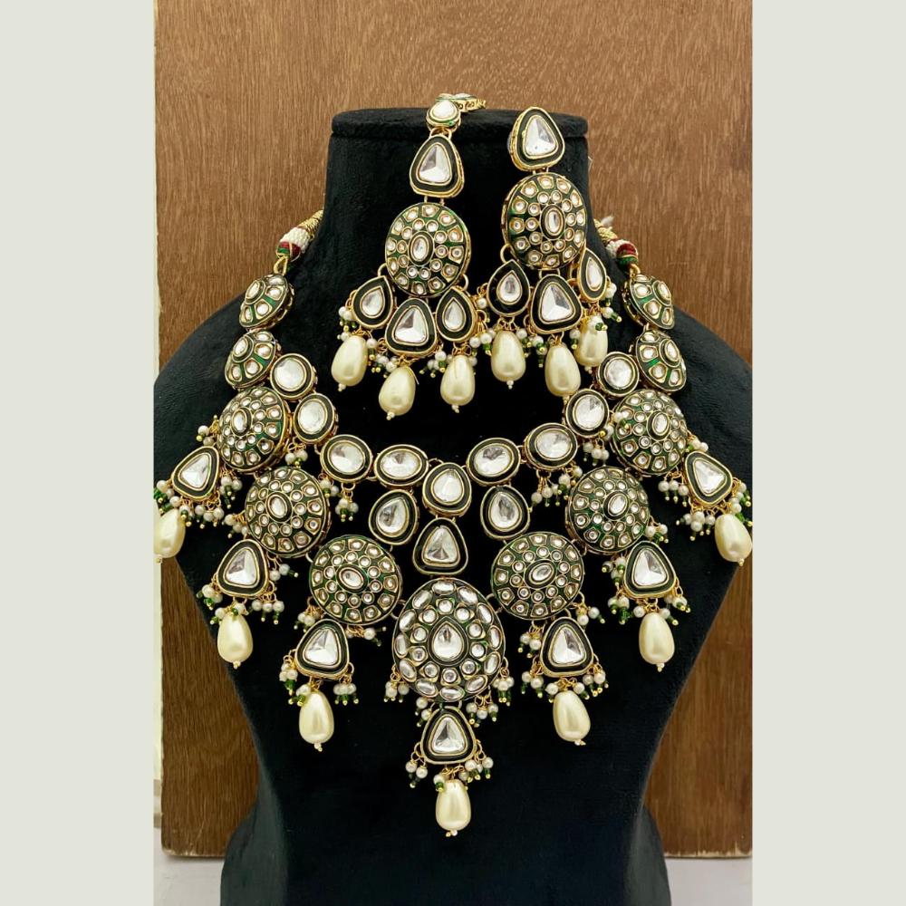 FS Collection Heritage Kundan Stone Pearl And Beads Designer Necklace Set