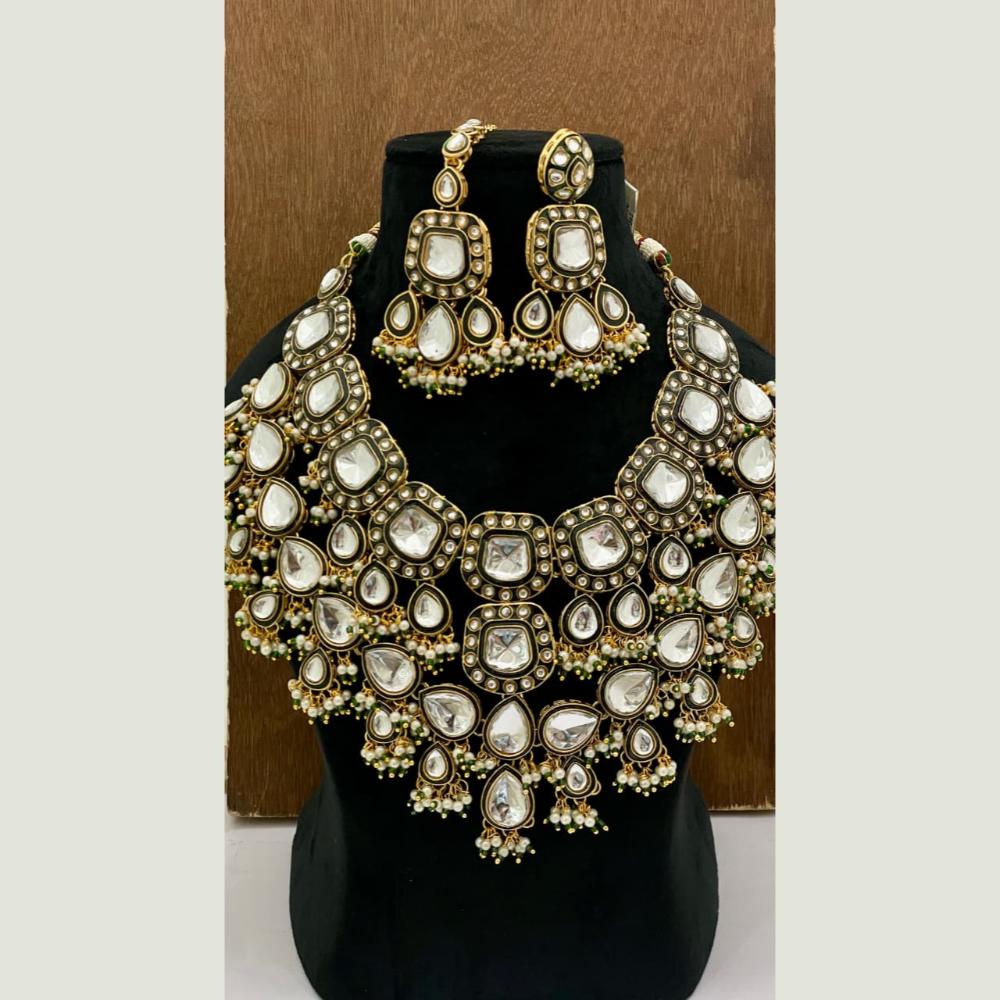 FS Collection Heritage Kundan Stone Pearl And Beads Designer Necklace Set