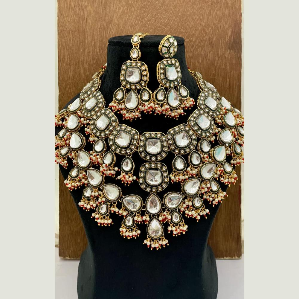 FS Collection Heritage Kundan Stone Pearl And Beads Designer Necklace Set
