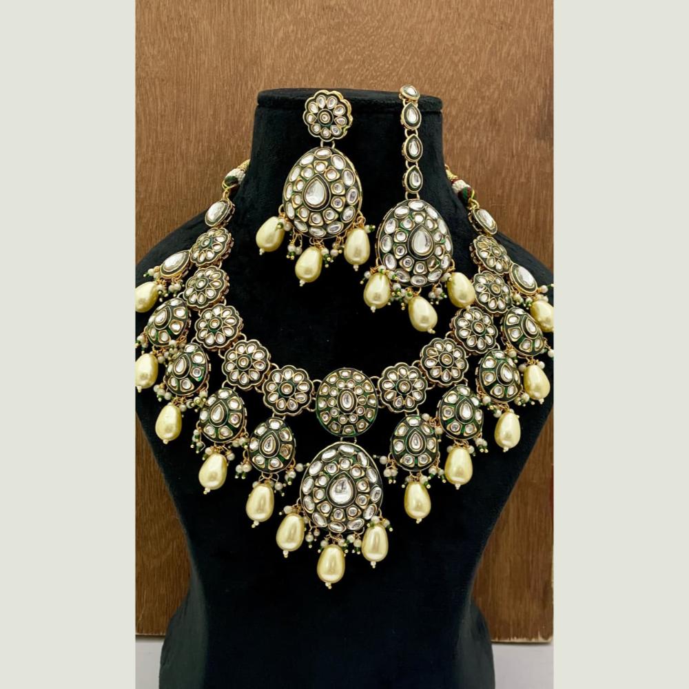 FS Collection Heritage Kundan Stone Pearl And Beads Designer Necklace Set