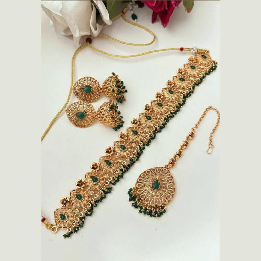 FS Collection Festive Pota Stone And Pearl Choker Necklace Set