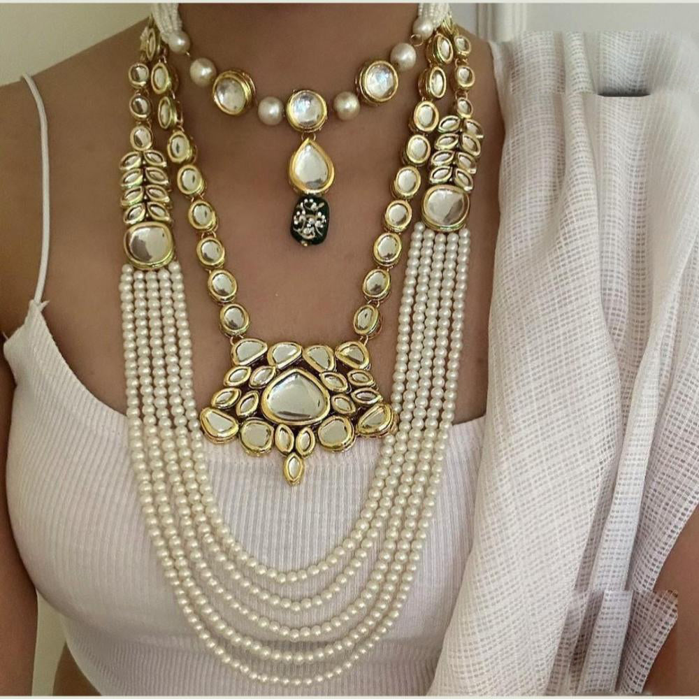 FS Collection Classic Kundan Stone And Beads Designer Necklace Set