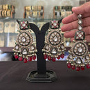 FS Collection Pota Stone And Beads Designer Dangler Earrings With Maangtikka