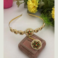 FS Collection Heritage Inspired Austrian Stone And Pearl Meenakari Wedding Hair Band