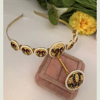 FS Collection Heritage Inspired Austrian Stone And Pearl Meenakari Wedding Hair Band