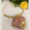 FS Collection Heritage Inspired Austrian Stone And Pearl Meenakari Wedding Hair Band