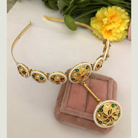 FS Collection Heritage Inspired Austrian Stone And Pearl Meenakari Wedding Hair Band