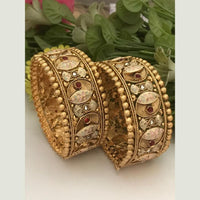 FS Collection Traditional Pota Stone And Meenakari Openable Bangles Set