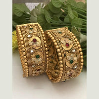 FS Collection Traditional Pota Stone And Meenakari Openable Bangles Set