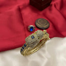 FS Collection Traditional Austrian Stone And Pota Stone Elephant Motif  Kada Bangles