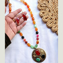 FS Collection Classic Pota Stone And Beads Long Necklace Set