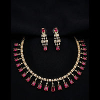 FS Collection Premium American Diamond Statement Necklace Set