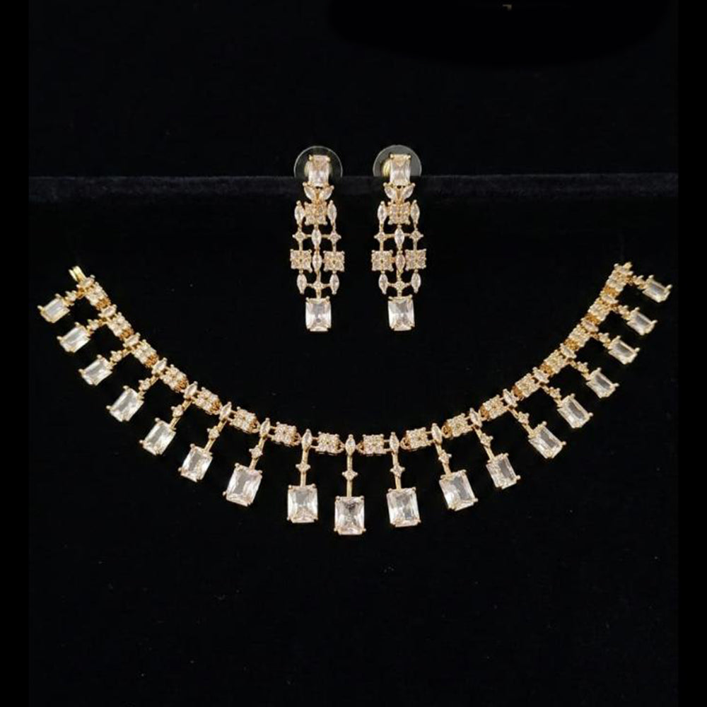 FS Collection Premium American Diamond Statement Necklace Set