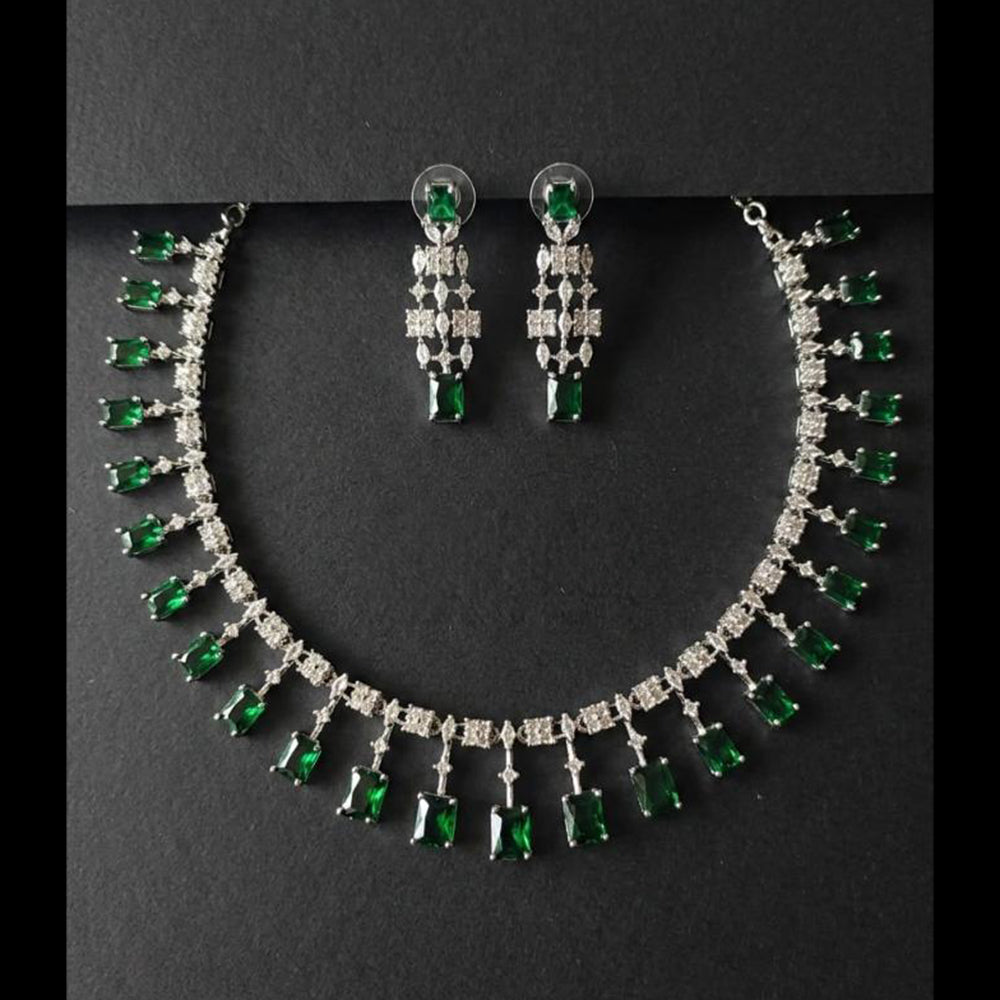 FS Collection Premium American Diamond Statement Necklace Set