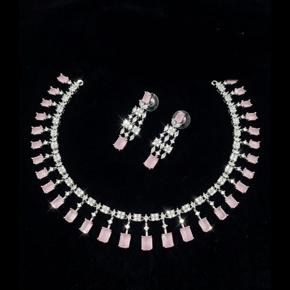 FS Collection Premium American Diamond Statement Necklace Set