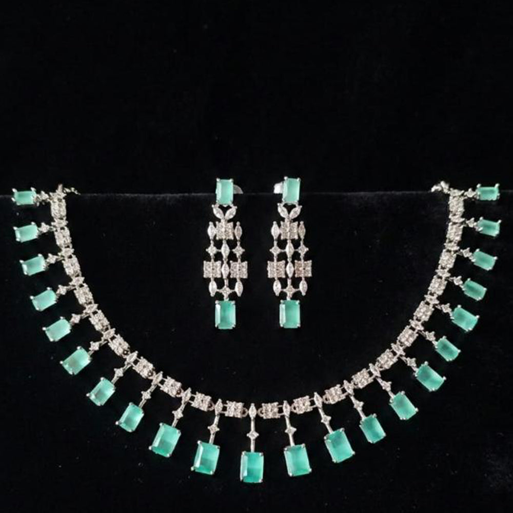 FS Collection Premium American Diamond Statement Necklace Set