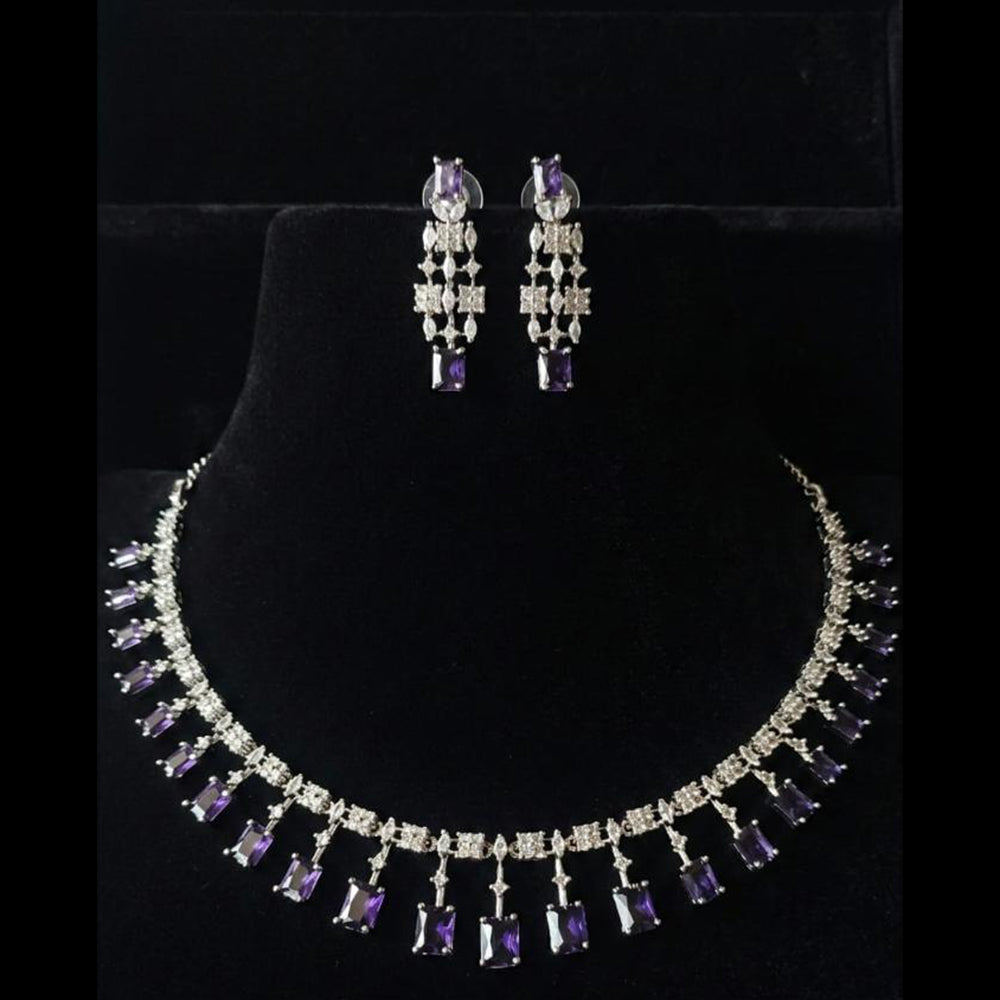 FS Collection Premium American Diamond Statement Necklace Set