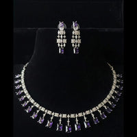 FS Collection Premium American Diamond Statement Necklace Set