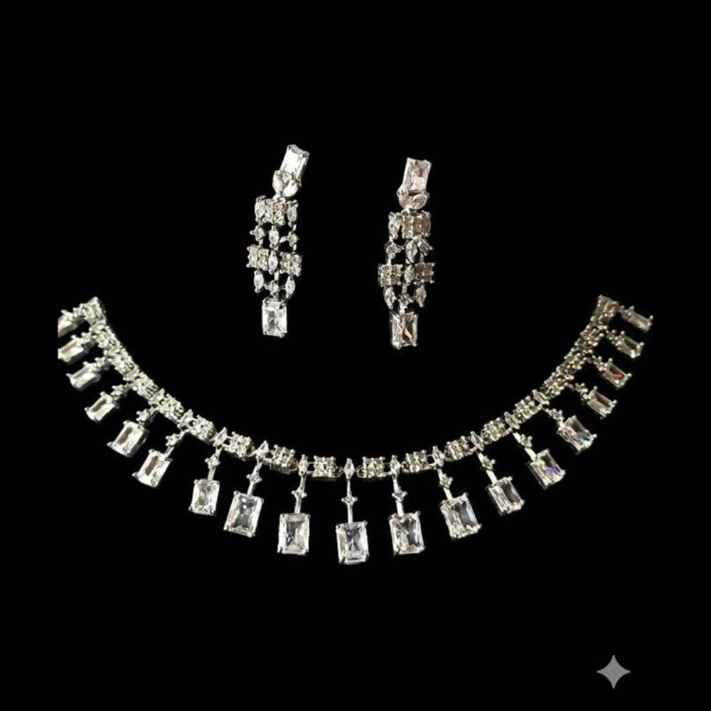 FS Collection Premium American Diamond Statement Necklace Set