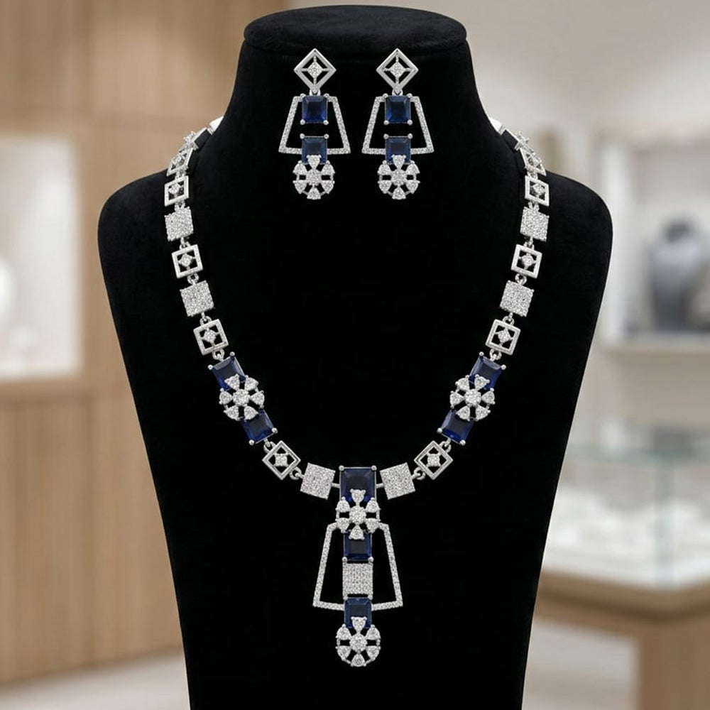 FS Collection Premium American Diamond Statement Necklace Set