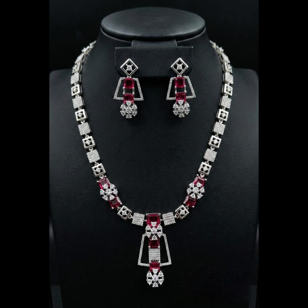 FS Collection Premium American Diamond Statement Necklace Set