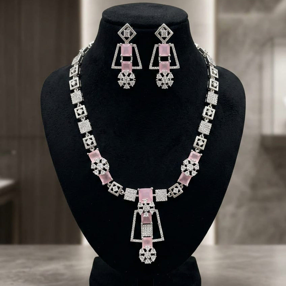 FS Collection Premium American Diamond Statement Necklace Set