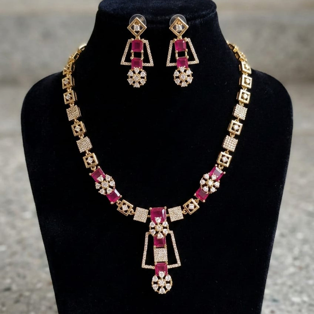 FS Collection Premium American Diamond Statement Necklace Set