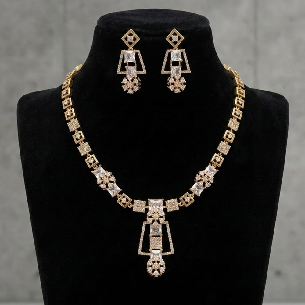 FS Collection Premium American Diamond Statement Necklace Set