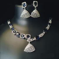 FS Collection Premium American Diamond Statement Necklace Set